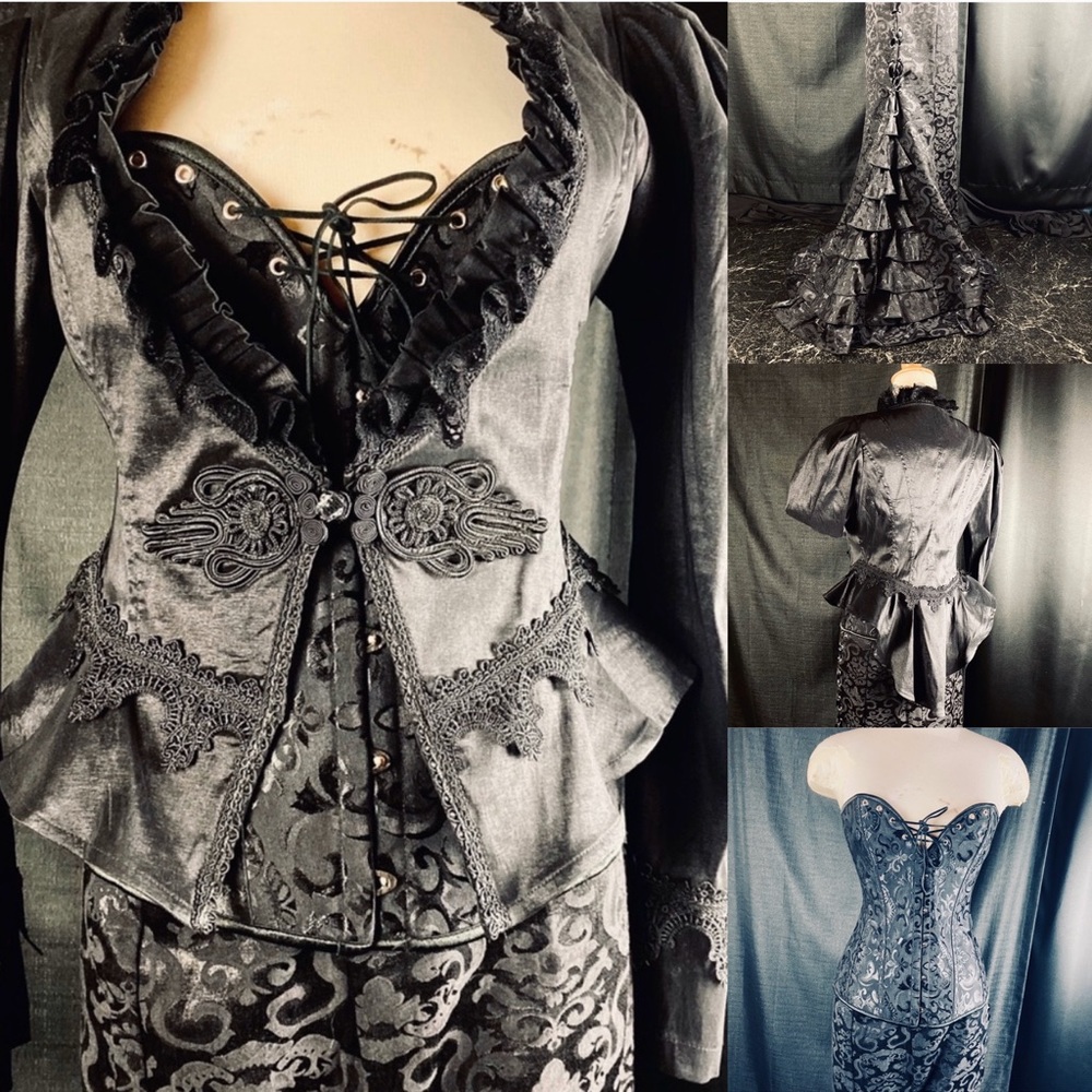 Beautiful black gothic brocade Victorian cosplay